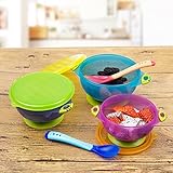 coju-gear Best Spill Proof吸引幼児用ベビーボウルFeedingセット – FDA承認とBPAフリー、ボーナス2スプーンと3サイズのBowlsとシールの簡単な蓋、完璧なストレー
