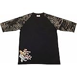 (ハナタビガクダン) 花旅楽団 桜鯉柄5分袖Tシャツ Lサイズ ブラック