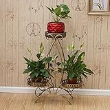 J-園芸ラック ラワースタンド フラワーラックアイアンメタル3つの植物の花鉢ホルダーシェルフのためのヨーロッパの彫刻された花の棚を立てる屋内居間、バルコニー、庭および商業の装飾のためのラック庭の貯蔵棚
