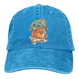 大人 デニム キャップフライング コーギー 今季最新 ゴルフ レジャー・キャップ 軽量 紫外線対策 日よけ 小顔効果 プリント付き 無地 ブルー