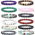 CASDAN 12PCS 8mm Gorgeous Semi-Precious Gemstones Round Beads Energy Power Crystal Reiki Healing Elastic Stretch Bracelet For