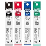 ドクターグリップ4＋1 アクロボール（多色・多機能）ボールペン 0.5mm 替芯 4本セット 【黒×１ 赤×1 青×１ 緑×1】 BVRF-8EF (黒、赤、青、緑)
