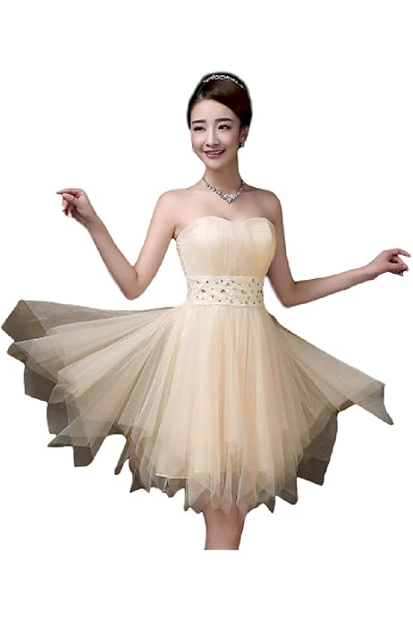 チョロモ Cholmo レディース ワンピース 妖精 ドレス ミニ シフォン ベアトップ デコルテ シースルー 広がる チュール スカート プリンセスライン リボン L 薄紫 ノースリーブ B イブニングドレス 通販 Amazon