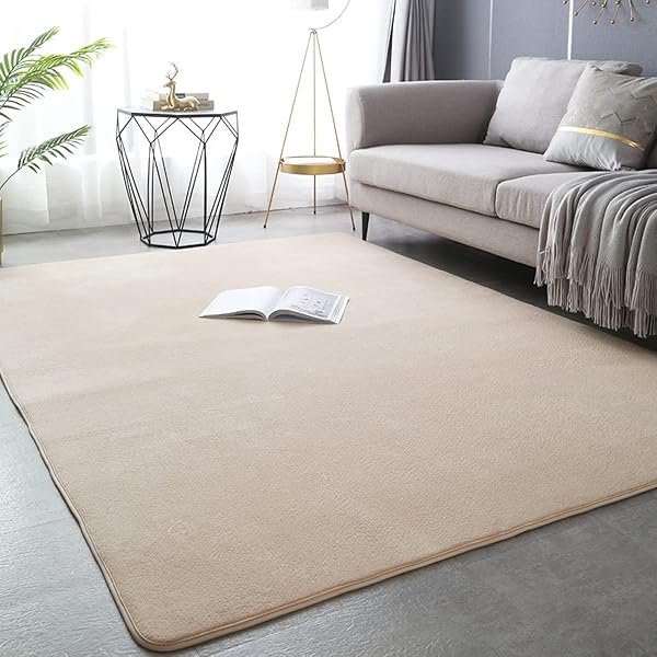Foldable Rug, 78.7" x 86.6", Mat, Solid Color, Washable, Soft, Memory Foam, Compatible with Heated Carpets, Mite Resistant, Textured, Wear Resistant, Hallway, Living Room, Play Mat, All Seasons, - 1