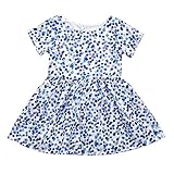 菲服 子供 女の子ドレス ブルー 半袖ドットスター印刷ページェントドレス ピアノ 発表会 パーディー 演奏会 フォーマル 入園式 結婚式 ワンピース （1歳半〜6歳） (90)