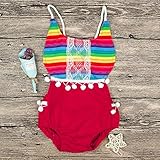 Liebeye 赤ちゃんロンパース　女の子　レインボー　ストライプ　かわいい　ボール　ジャンプス　ギフト　レッド 100CM