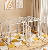 ペットフェンス 中型犬 小型犬用 折りたたみ可能 ドア付き 70×80×140cm ホワイト 金属製 6パネル 連結可能 室内外兼用 組立簡単 犬ゲージ ドッグサークル