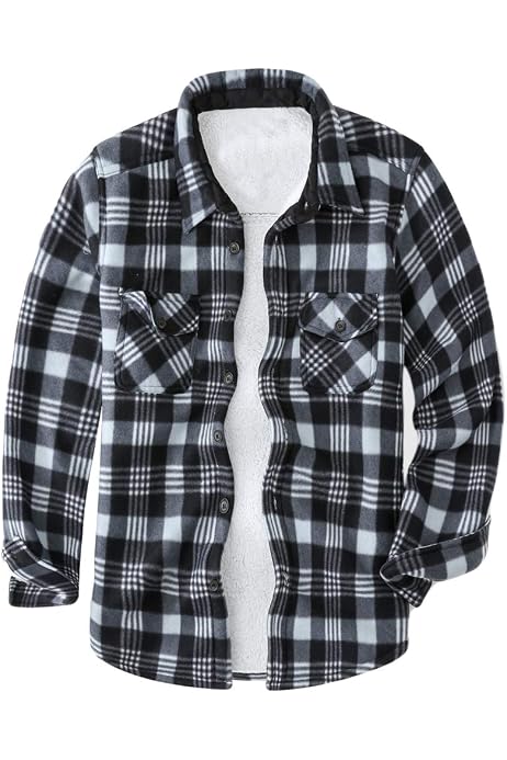 Soojun Men's Fleece Lined Plaid Thermal 