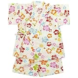《盛夏 甚平》(ジンベイ) 日本製ベビー女児 リップル生地うさぎと花甚平スーツ 80cm/OW NO.OG-75575