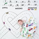 マイルストーンBaby Blanket Monthly新生児写真撮影プロップ背景ブランケット幼児男の子女の子Swaddle Wrap Watch Me Grow Blanket 39.37インチ ブラ