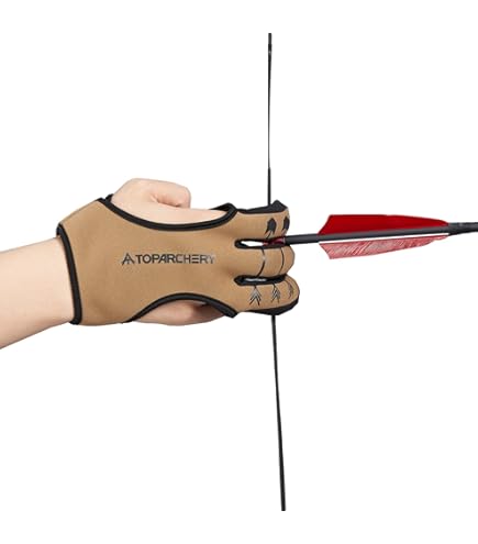 Coolrunner Three-Finger Leather Archery Glove - Protective Shooting Glove For Kids & Adults, Adjustable Strap, Breathable