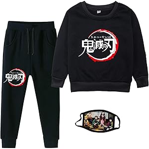 鬼滅の刃 子供服 パーカー ズボン 上下セット 裏起毛 暖かい プルオーバー キッズ 男の子 女の子 長袖 長ズボン ス…