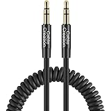 3.5mm AUX,CableCreation 3.5mmステレオオーディオケーブル コイル式 Aux 3.5オーディオコード伸縮自在 iPhones/iPads/Samsung&3.5mm DCプラグ搭載の機器に対応 ブラック/0.3M~1.2M