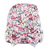 冬クリスマス新生児0－1歳ニット帽子 柔らか 可愛い 蝶々結び ニットキャップ ベビー 赤ちゃんクリスマスプレゼント 綿ファッション帽子　ストライプ花柄 防寒帽子記念写真 (B)