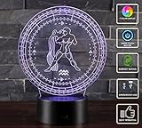 3d Illusionランプ12星座LEDベッドサイドMood夜ライト7色USB Operatedタッチランプfor Kids Girls Boys Teens部屋寝室装飾照明 NHSUNRAY