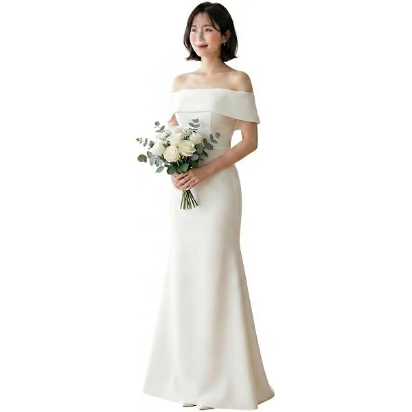 Amazon | [Fiveen] マーメイド ウェディングドレス 白 結婚式 二次会