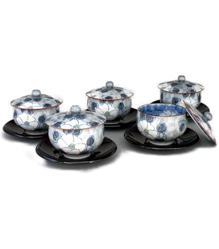 Amazon.co.jp: 有田焼 仁右衛門 柿右衛門様式 湯呑み 5客 茶托付