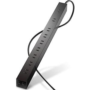 エレコム 電源タップ 雷ガード 10個口 ほこりシャッター付 固定&吊下可能な回転パーツ付き 2m ブラック ECT-0102BK