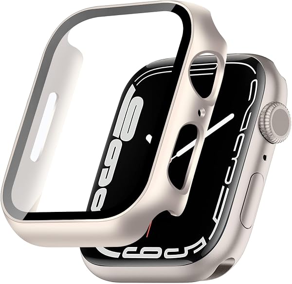 TEMEDO 対応 アップルウォッチ カバー 40mm Apple Watch SE3/SE2/SE/6/5/4 ケース ガラスフィルム 一体型 高感度タッチ キズ防止 PC素材 全面保護 二重構造 高耐久 高透過率 装着簡单(スターライト) - 1
