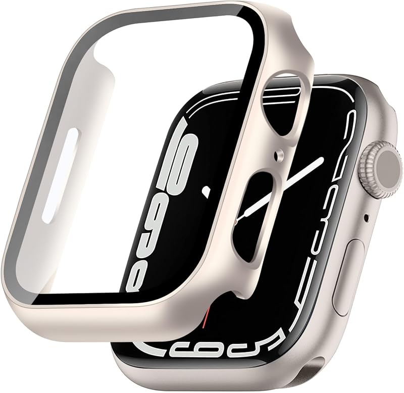TEMEDO 対応 アップルウォッチ カバー 40mm Apple Watch SE3/SE2/SE/6/5/4 ケース ガラスフィルム 一体型 高感度タッチ キズ防止 PC素材 全面保護 二重構造 高耐久 高透過率 装着簡单(スターライト)