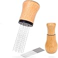 iCosoni WDT Tool, Espresso Distribution Tools, 10 Needles 0.3mm Espresso Coffee Stirrer, Nature Wood Handle with Stand