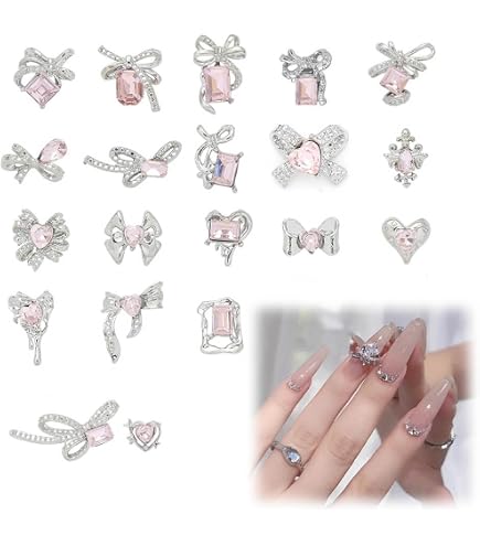 Amazon.co.jp: 3Dネイルパーツ 20点セット リボン ハート ライン