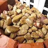 天然石 玉石砂利 3-4cm 100kg マーブルイエロー (ガーデニングに最適 黄色砂利）