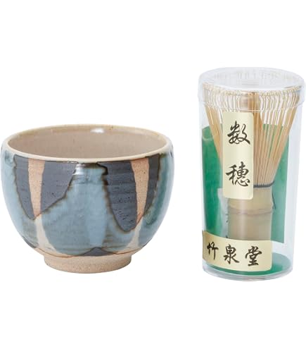 Amazon｜美濃焼 抹茶碗 ギフトセット 木箱入 窯変釉薬 金麗 茶色 約