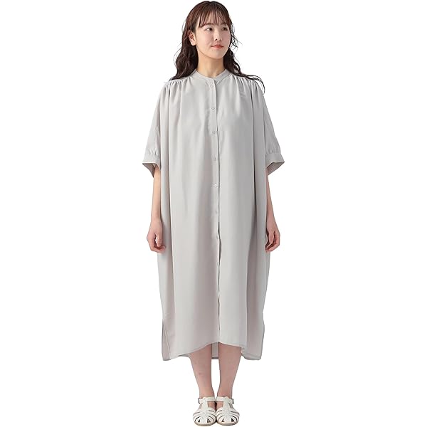 45R コットンワンピース セール 40%OFF】コットンボイルラグランギャザーワンピース