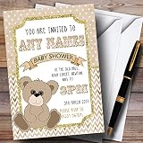Teddy Bear GlitterゴールドInvitationsベビーシャワー招待状 150 Invitations