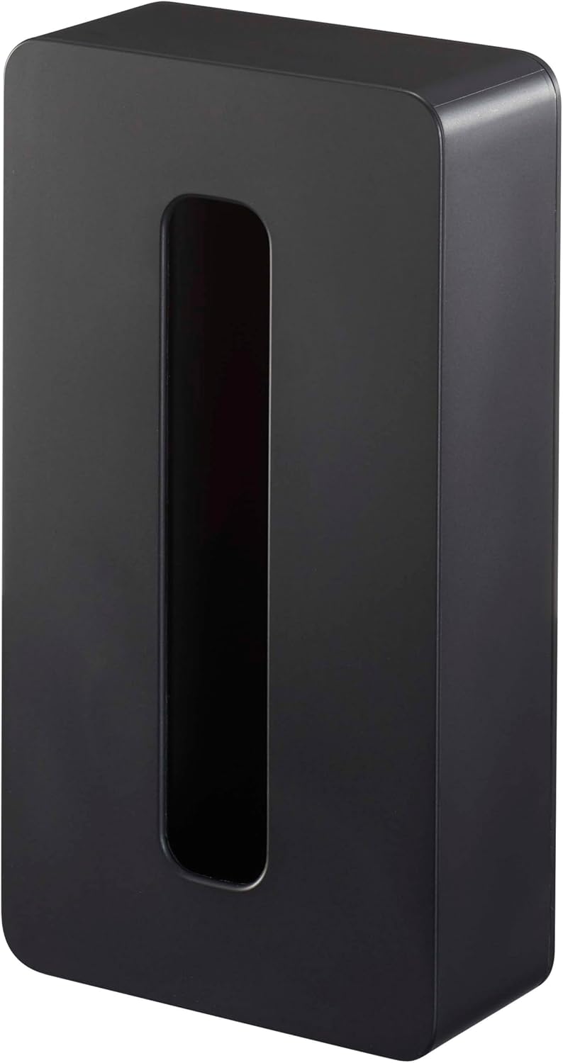山崎実業(Yamazaki) マグネットコンパクトティッシュケース ブラック 【対応サイズ:内寸約W10.5×D4.5×H20.5cmのソフトパックティッシュ 】タワー ソフトパックティッシュ専用 省スペース 5095