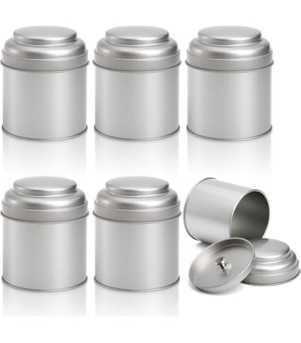Amazon｜ティー缶キャニスター 密封ダブル蓋付き 8オンス 6個セット 丸