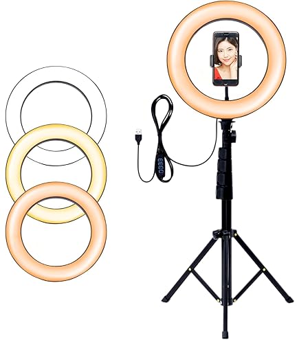 Amazon | LEDリングライト 10インチ 撮影用ライト USB 三脚 スタンド