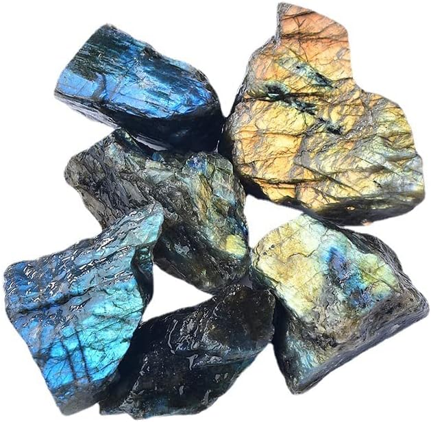 Natural Stone, Mineral, Gemstone for DIY, Aquarium Decoration, Approx. 2.2 lbs (1 kg) (Labradorite)