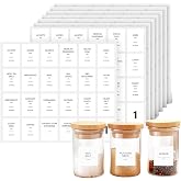 Labels for Food Containers, 192 Pcs, Kitchen Jar Stickers, White, 36 * 50mm | Fit Round or Rectangle Jars