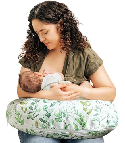 Boppy Original Nursing Pillow, Gray Taupe Leaves, Ergonomic Nursing Essentials For Bottle And Breastfeeding, F