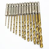 13個/セットHSSチタンコーティングドリルビットセット1/4 "六角シャンク1.5-6.5mmコードレススクリュードライバー用ツイストドリルビットビットクイックチェンジツール