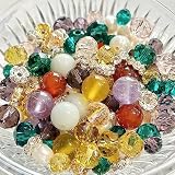 天然石 ビーズセット クリスタルガラス 淡水パール ロンデル ハンドメイド ブレスレット 材料 (カーネリアン・アメジスト・イエローアゲート・アマゾナイト)