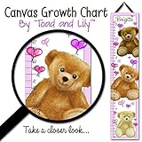 キャンバスGrowth Chart Teddy Bears Hearts Personalized Growth Chart forキッズ子供高さチャートルーラーチャートGirls Growth Ch