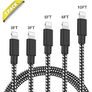 Aclouddates iphone 充電ケーブル ライトニングケーブル 【1M+1M+2M+2M+3M】 高速データ転送 急速充電 USB同期&充電 高耐久 断線防止 Lightning ケーブル アイフォン充電ケーブル iPhone XS/XS Max/XR/X/8/8Plus/7/7 Plus/6s/6s Plus/iPad/iPod各種対応