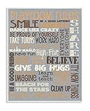 The Kids Room by Stupell Playroom Rules Typog Denim Feel Wall Plaque Art [並行輸入品]