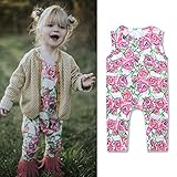 PER キッズ服　ベビー服　ロンパース カバーオール　袖なし　花柄　可愛い　女の子　ガールズ　夏服 (100cm)