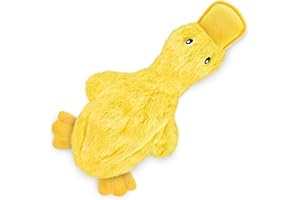 Best Pet Supplies Crinkle Dog Toy for Small, Medium, and Large Breeds, Cute No Stuffing Duck with Soft Squeaker, Fun for Indoor Puppies and Senior Pups, Plush No Mess Chew and Play - Yellow
