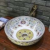GYP 盆地セラミック盆地アート流域シンクウォッシュ盆地レトロカラフルな風 ( 色 : A )