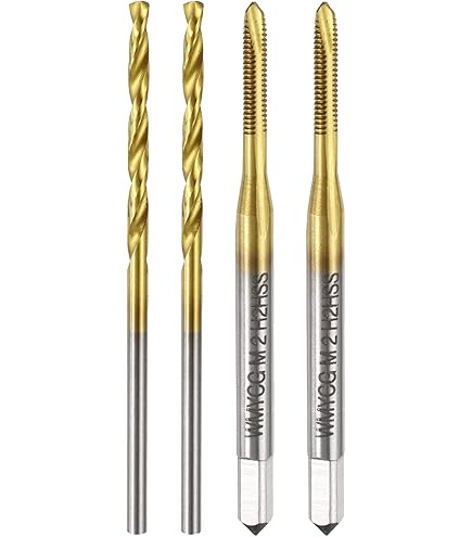 M2.5 Tap & 2.1mm Drill Bit Set – Titanium Coated Taps & Cobalt Drill Bits For Metal, Plastic – Metric Threading Tools