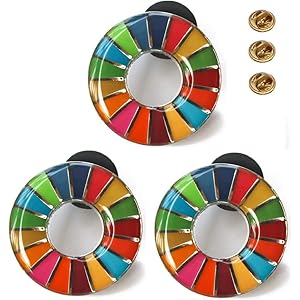 SDGs ピンバッジ 国連 バッチ バッジ エスディージーズ 説明書 (丸み仕上げ)留め具3個付き (3個セット版)