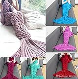50 大人のマーメイドテール毛布人魚姫の尾の部分の寝袋コクーンマットレスソファニット毛布リビングバッグブランケット 4024-3 睡眠ルームハンドメイド