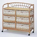 籐家具 籐ワイドランドリーボックス 6杯 H89 IME34 籐かご収納家具収納ケースチェスト引き出しキャスター付き 今枝商店 籐