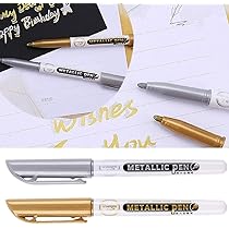 hyn ゴールドペン Amazon | 金色 ペン ゴールドマーカーペン 2種類のペン先 耐水