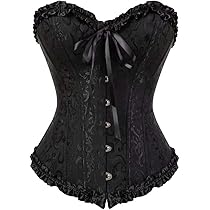women's lacing corset top satin floral boned overbust body shaper bustier